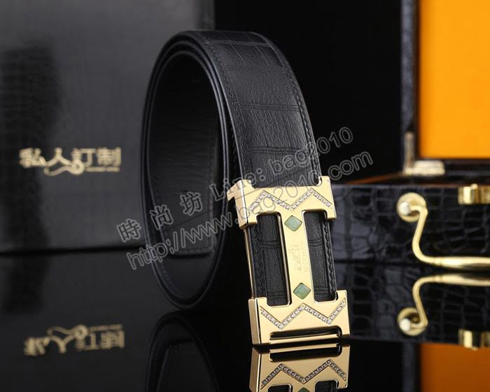 HERMES皮帶 專櫃品 新款野生鹿皮版 全手工包邊 純鋼鑲鑽扣 愛馬仕男士皮帶  hgh1946